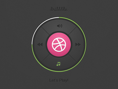 Dribbble Player ball button circle controls dribbble element illustrator invitation invite music payer play progress prospect sound track ui