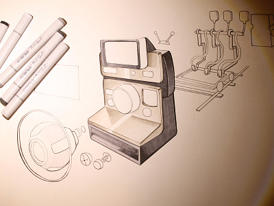 Polaroid Illustration – process copic marker exploded view illustration