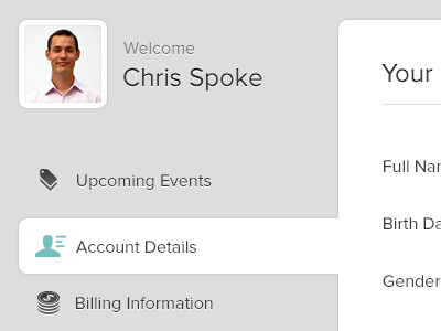 Chris' Account Settings account app design icons settings tom web