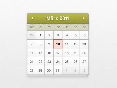Calendar Widget buttons calendar date datepicker jquery photoshop ui user interface webdesign widget