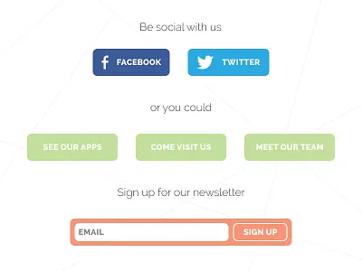 New Site Footer buttons footer new newsletter social website