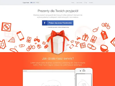 Social gifting landing page browser button call to action flat icons landing landing page menu page web web design webdesign