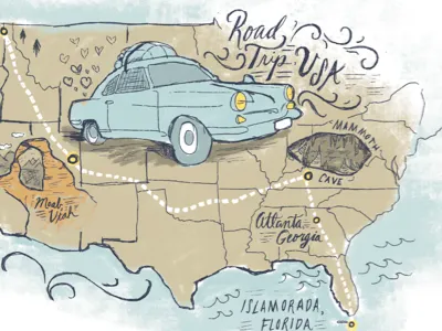 Road Trip car illustration map road trip