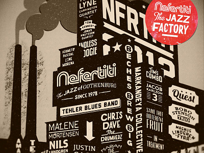 Nefertiti Jazz Factory building factory jazz letters type typography