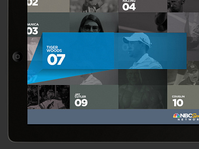iPad UI for NBC Sports Network 2 branding grid interface ipad nbc sports network sport texture tv ui usa ux