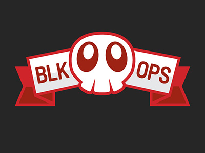 BLKOPS Logo branding drawing grey icon illustration logo red ribbon skull