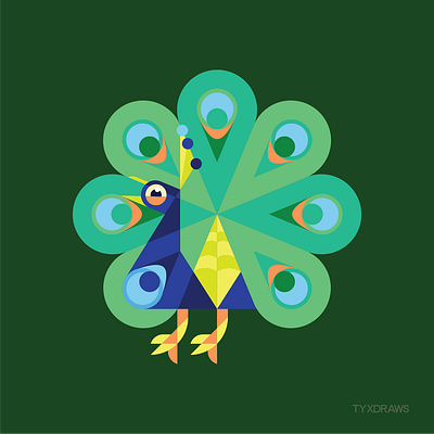 Peacock bird brand branding charley harper design eyes feathers graphic icon illustration illustrator logo nature peacock vector