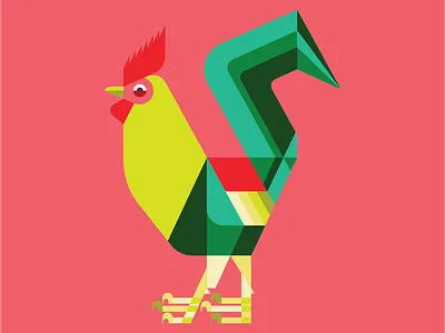 Rooster 2d art adobe bird brand branding chicken design duck feather geometric graphic icon illustration illustrator rooster vector