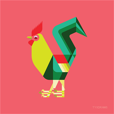 Rooster 2d art adobe bird brand branding chicken design duck feather geometric graphic icon illustration illustrator rooster vector