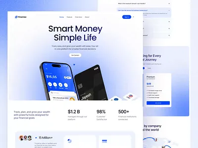 Finomac | Landing Page Design | Orbix Studio animation e wallet ebanking finance fintech invest landing page money management motion graphics orbix studio product design responsive saas saving money tracking transaction ui ux wallet web