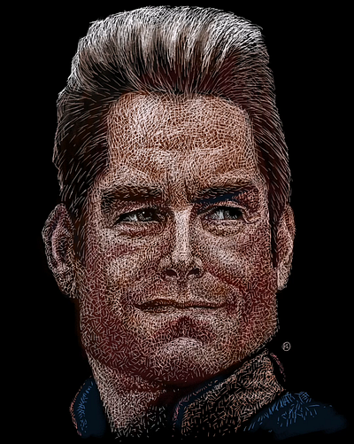 #25 - Antony Starr. Caricature Resolution 2025 antony starr black and white caricature homelander illustration portrait scratchboard the boys