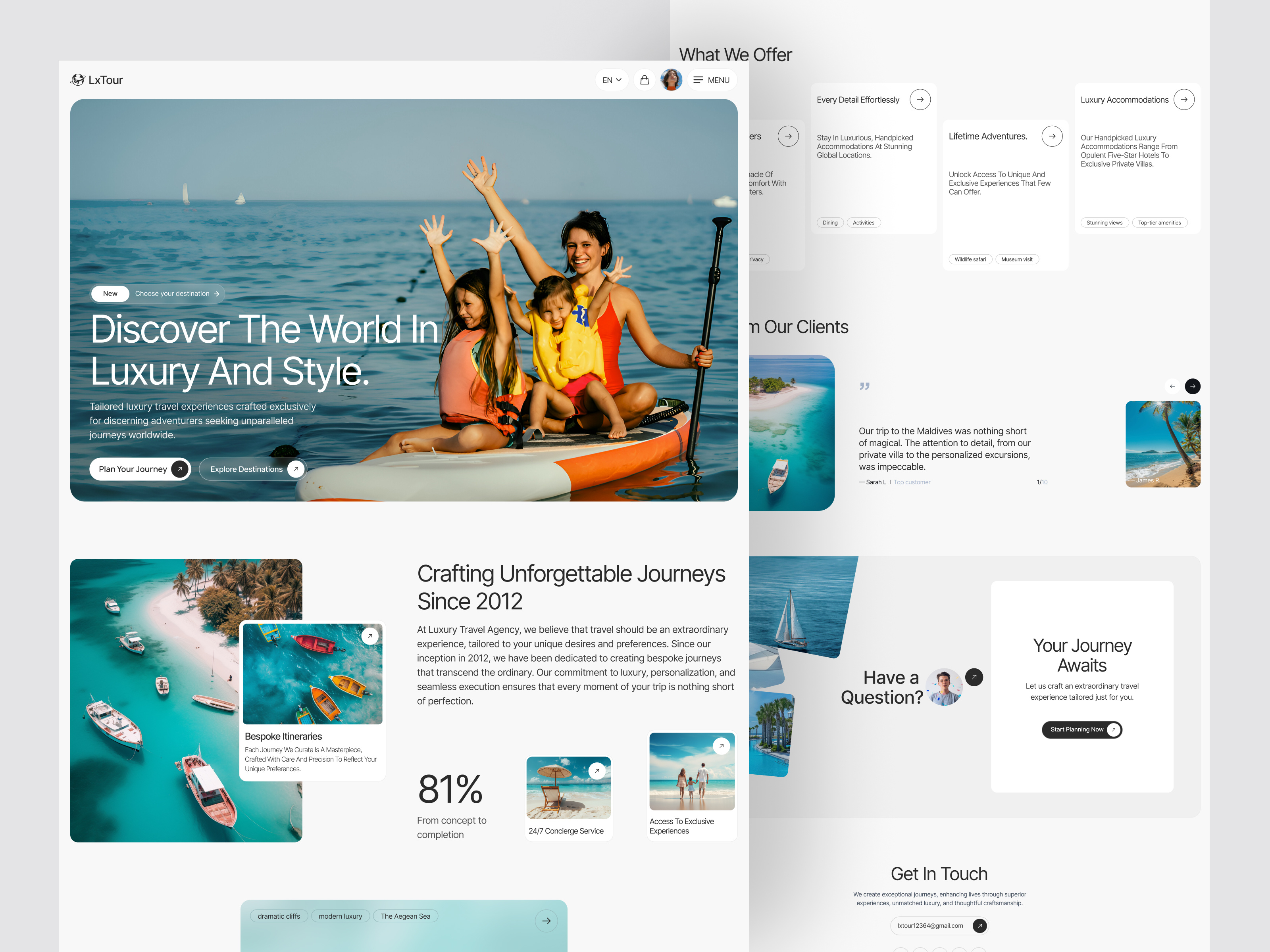 Example of Luxury travel agency Landing page design