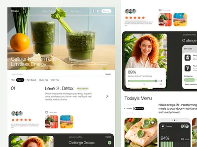 Healie - Nutrition Website clean design health healthcare healthy landing page landingpage nutrition nutritionist ui ui design ui ux vitamin website