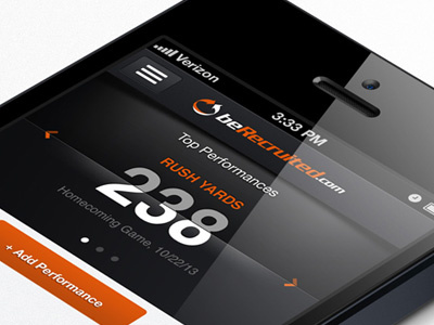 beRecruited App app counter ios iphone mobile sports ui