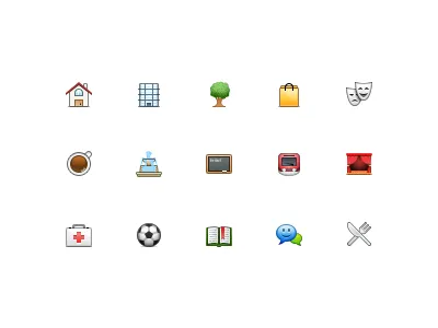 Tiny Icons 24px education entertainment icons restaurants shopping theater