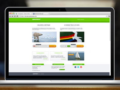 Greenpeace Belgian donation portal adobe fireworks corporate ecology fireworks fund raising green green peace greenpeace layout mockup ngo polar rainbow ui ux web design webdesign website white