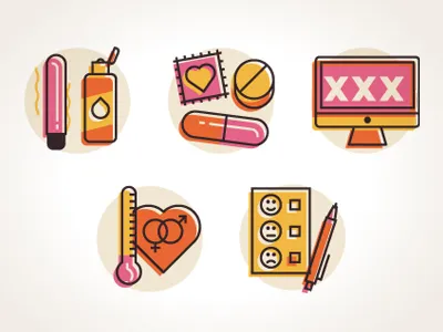 Sex icons computer heart icons lube pills sex vibrator