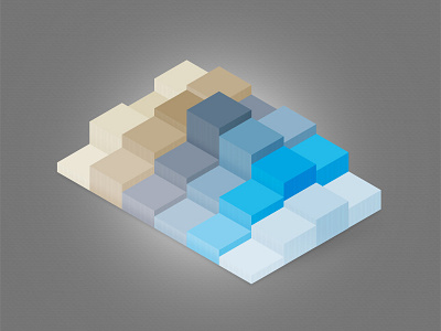 Diagram 2 3d blocks blue brown infographic square