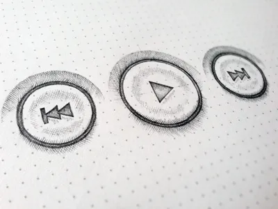 UI Buttons Sketch black and white buttons dot grid book dot pad drawing fast forward pen pencil pencil drawing planning play play button play icon rewind sketch sketching ui design ui sketch wireframe