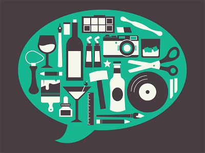 Illustrations 2 iconography icons illustration retro thought bubble