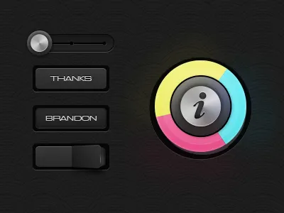 Thanks and Dark UI buttons icons interface slider ui