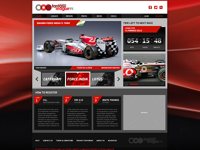 Web design for online gaming Fantazy Leage car formula1 game online gaming race sport ui