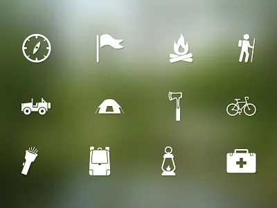 Parks and Rec / Camping Icons adventure camping camps forest icons parks rec recreation survival woods
