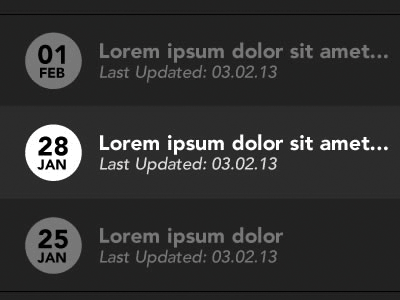 (Animated GIF) Swipe to delete gesture circle dates delete gesture ios ipad list view monochrome notes shredder swipe