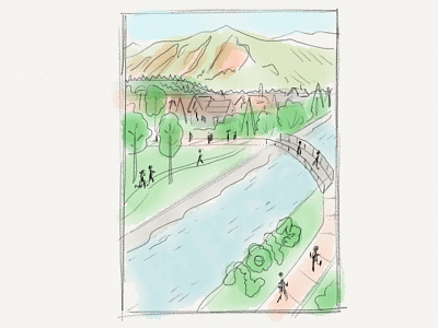 Boulder Poster Sketch boulder bridge colorado creek illustration ipad landscape mountains poster rough sketch