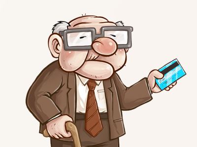 Old User character illustration man mascot old user ux