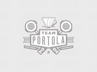 Team Portola 2.0 badge coffee competition crest espresso portafilter portola coffee lab ribbon tamp