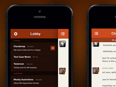 Chat App app chat cloudsnap ios jones kevin lobby menu reno sidebar