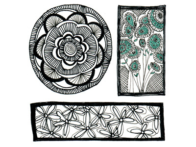 Sketchbook line art black pen doodles flowers illustration