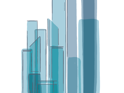 City: Part 1 architecture blue cityscape paint painting