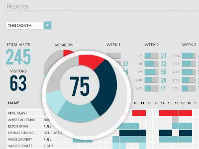 Reports Page app data filter infographic infographics list member members sort stats ui user interface ux web webapp webdesign website