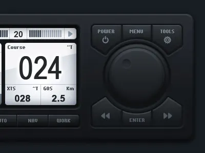 Navigation Instruments User Interface Elements buttons compass dark experience instrument interface knobs marine navigation plastic precession ship ui user ux volume