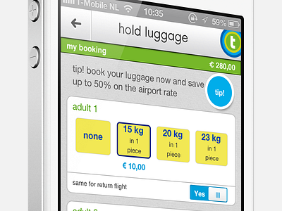 Transavia // Select hold luggage airline android app flying iphone transavia