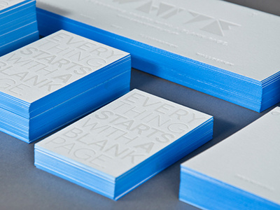 WHITE BRANDING LAB blue hand made heidelberg letter press letterpress white