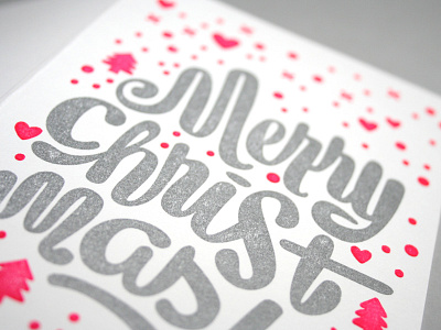 Lately holidays lettering letterpress pink postcard script silver