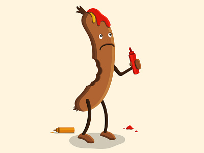 Hotdog hotdog ketchup mustard sad sauce