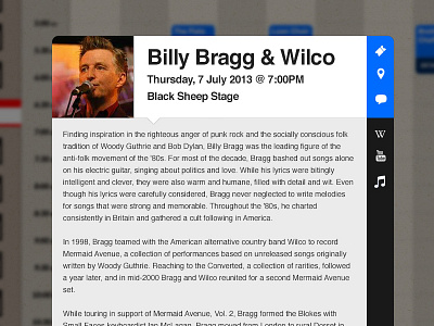 Info Modal for Concert Lineup concert icons interface modal ui