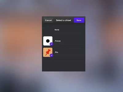 Dribbble Multi Select .focus .pin chisel select ui