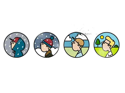 Seasons autmn cartoon character illustration seasons spring streetstyle summer vintage weather winter