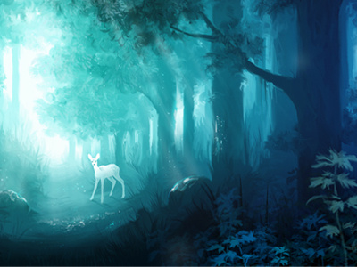 Blue Forrest blue carolin vogt concept art conceptual deer forrest light