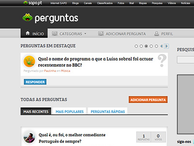 Perguntas (Questions) perguntas questions sapo site web website