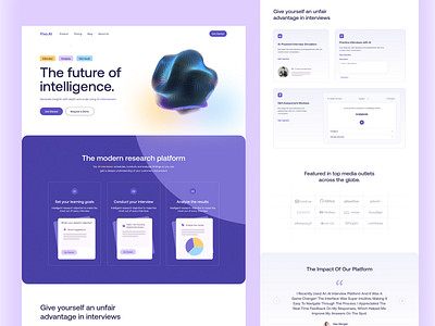 AI Landing Page design ai ai interview ai landing page artificial intelegent chatboat saas ui web webdesign website