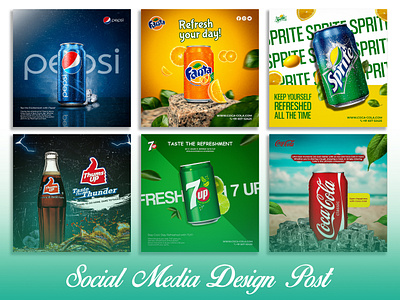 Refreshing Soft Drink Social Media Post Design digital poster design