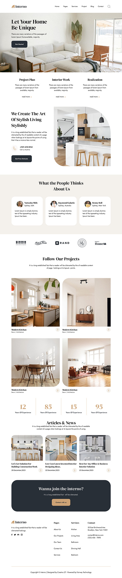 Interior Website design branding ui