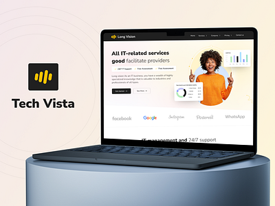 Tech Vista – Your Gateway to Smarter IT Solutions! appdesign branding creativedesign design dribbleshot figma illustration logodesign moderndesign prototype ui ux uxdesign