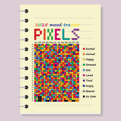 PIXELS Mood Tracker By Johirul Xohan blocks color design graphic design grid illustration johirul islam johan johirulxohan pixels vector